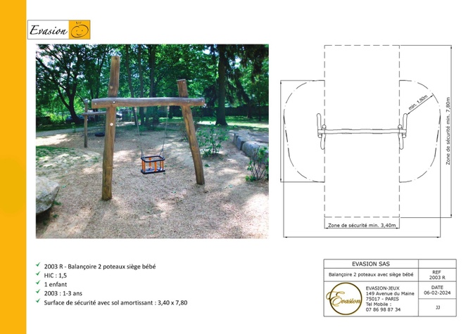 2003 R - Balançoire 2 poteaux avec siège bébé
